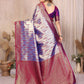 Aastha Fashion Purple Tissue Silk Paithani Woven Saree