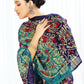 Blue Chanderi Cotton Floral Printed Saree With Unstitched Blouse Piece - Kathika