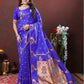 Lorenvalley Fashion Blue Soft Paithani Silk Woven Design Copper Zari Meenakari Weaving Saree - Swadesiicart