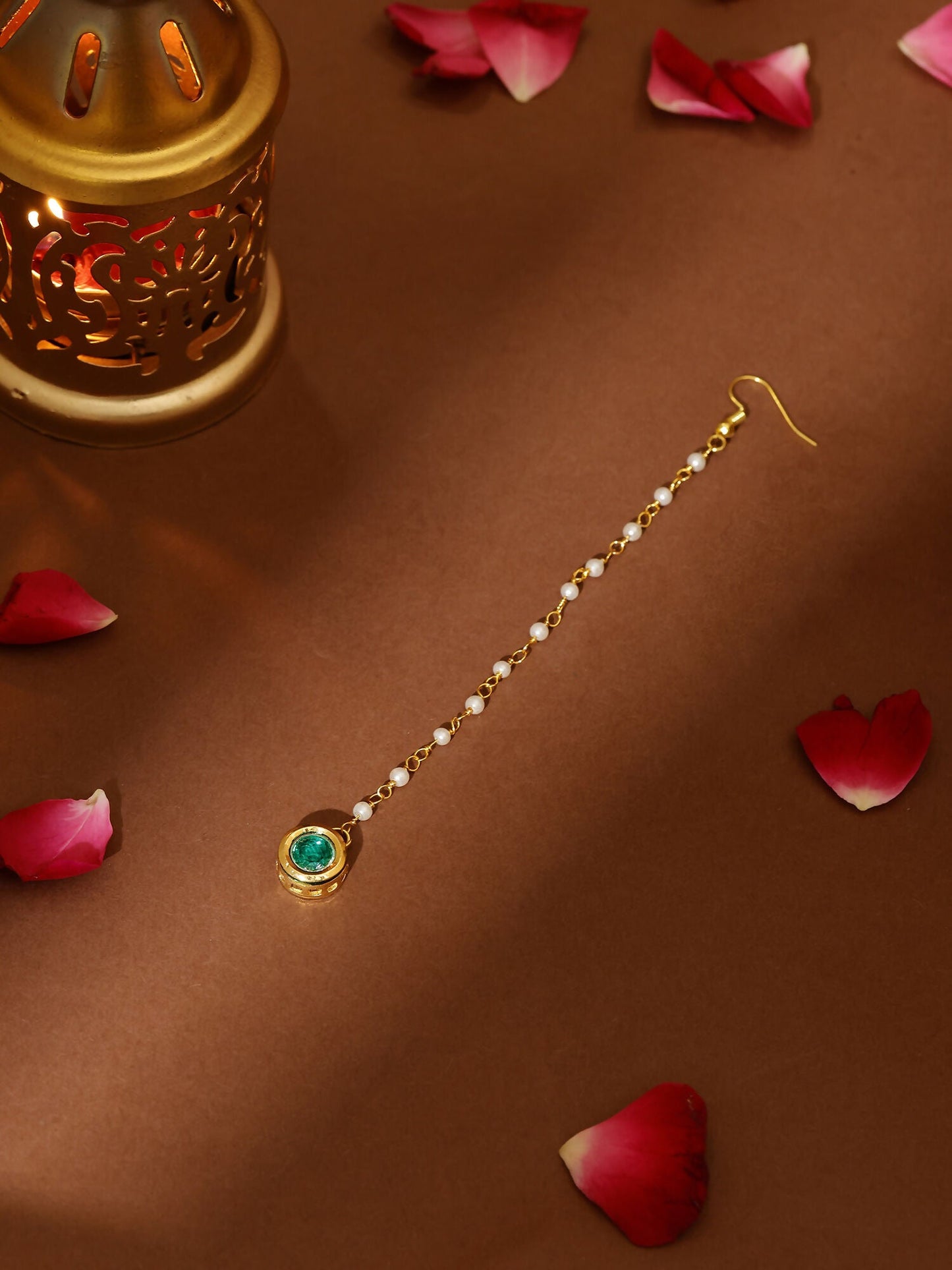 Ruby Raang Green Meenakari Kundan Maang Tikka | Swadesiicart