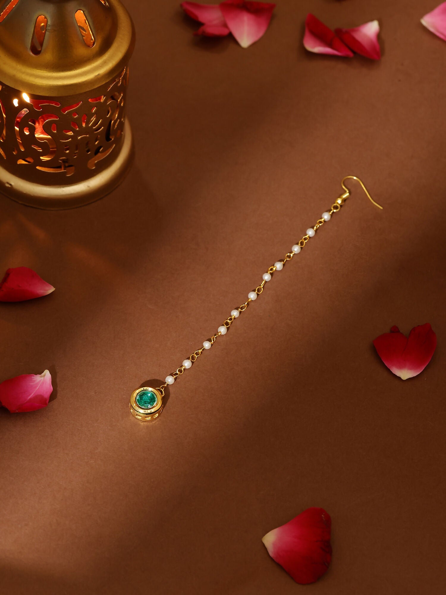 Ruby Raang Green Meenakari Kundan Maang Tikka | Swadesiicart