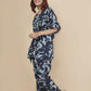 Breathables Women’S Loungewear Kaftan Cotton Blue Floral Print Co-Ord Set