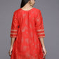 Ahalyaa Womens Red Colour Chanderi Printed Tunic | Swadesiicart