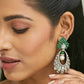Nuyug 22K Gold-Plated Zircon Studded & Pearl Teardrop Shaped Dangler Earrings | Swadesiicart