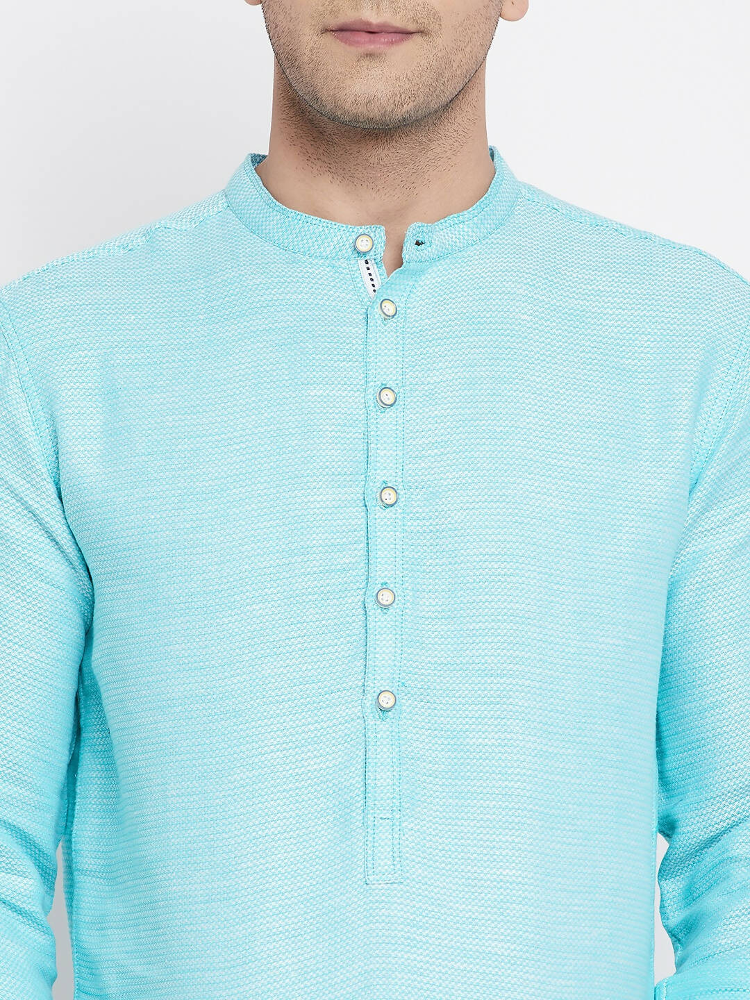 Even Apparels Pure Cotton Men's Kurta in Blue Color With Band Collar | Swadesiicart