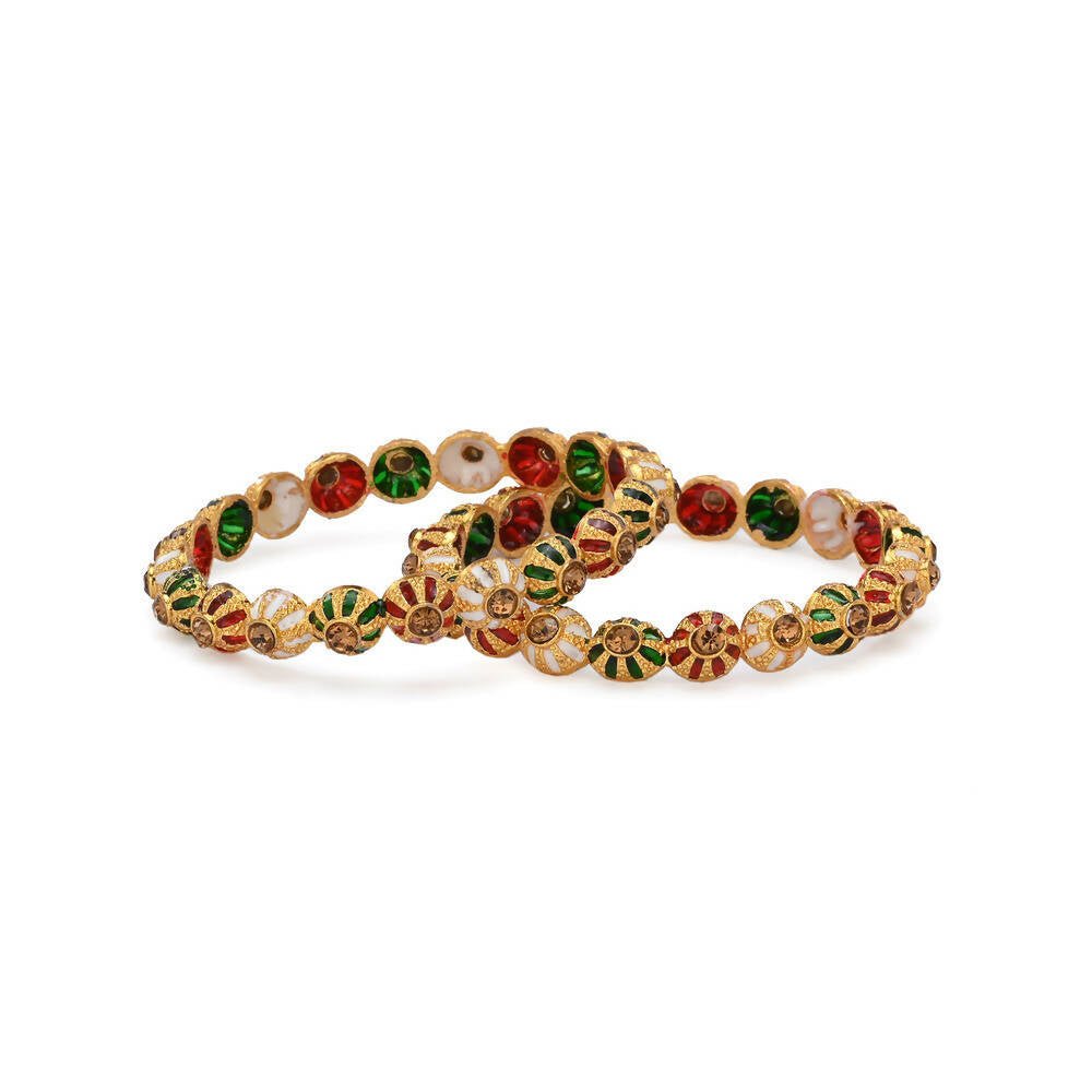 Afast Designer Fancy Party Bangle/ Kada Set, Multi, Metal, Pack Of 2 - Swadesiicart