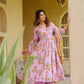 Aayaa Multi Cotton Silk Designer Full Flaired Printed Kurta Set with Dupatta