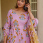 Aayaa Multi Cotton Silk Designer Full Flaired Printed Kurta Set with Dupatta