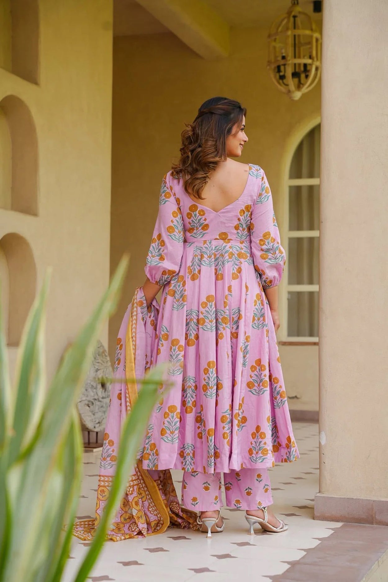 Aayaa Multi Cotton Silk Designer Full Flaired Printed Kurta Set with Dupatta