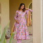 Aayaa Multi Cotton Silk Designer Full Flaired Printed Kurta Set with Dupatta
