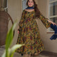 Aayaa Multi Cotton Silk Designer Full Flaired Printed Kurta Set with Dupatta