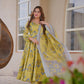 Aayaa Multi Cotton Silk Designer Full Flaired Printed Kurta Set with Dupatta