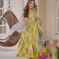 Aayaa Multi Cotton Silk Designer Full Flaired Printed Kurta Set with Dupatta