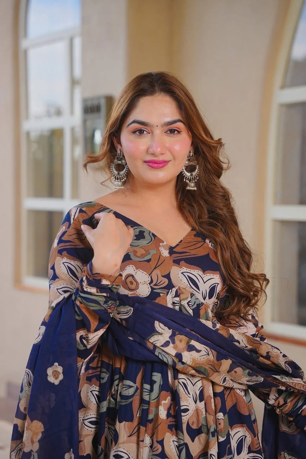 Aayaa Multi Cotton Silk Designer Full Flaired Printed Kurta Set with Dupatta