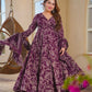 Aayaa Multi Cotton Silk Designer Full Flaired Printed Kurta Set with Dupatta