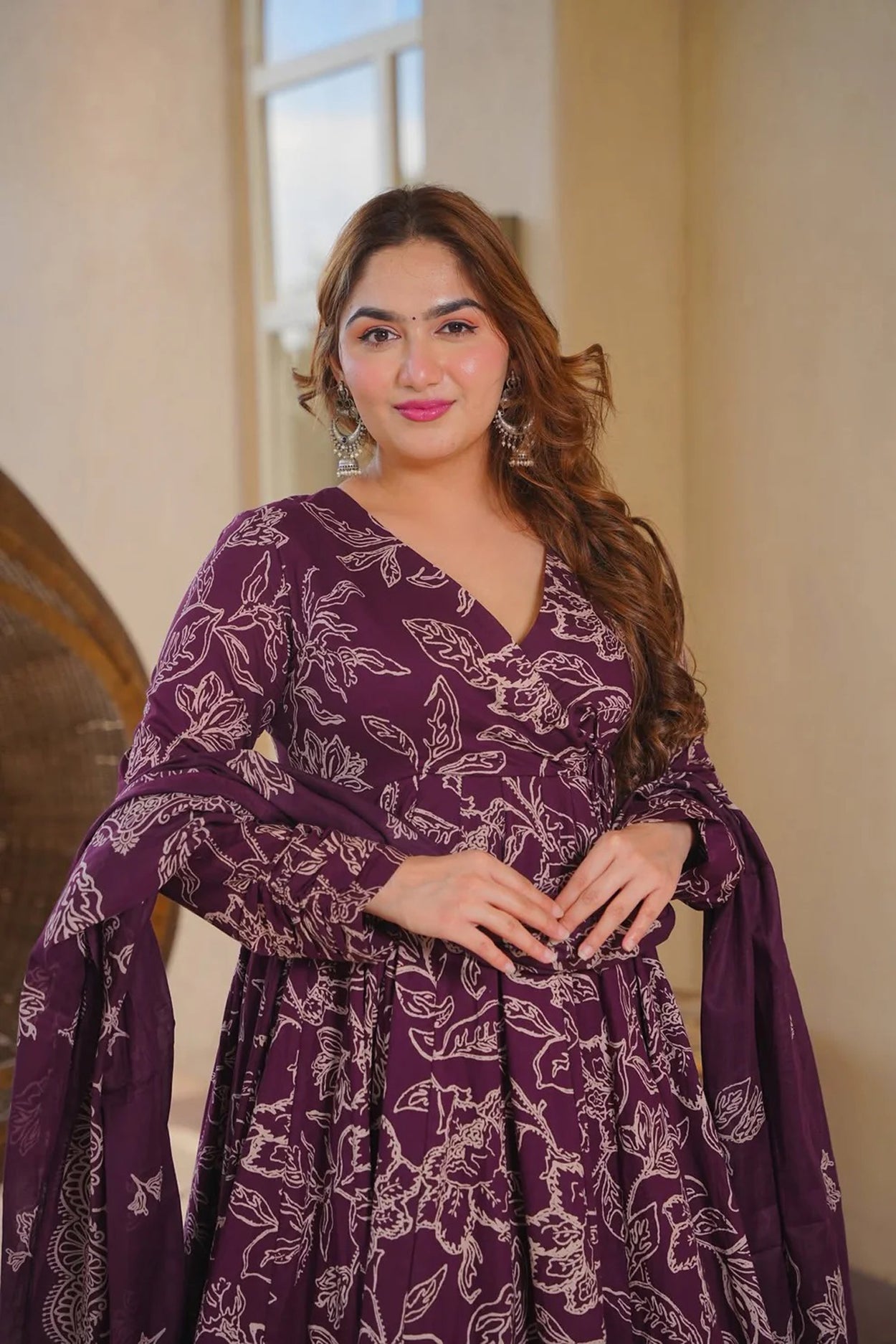 Aayaa Multi Cotton Silk Designer Full Flaired Printed Kurta Set with Dupatta
