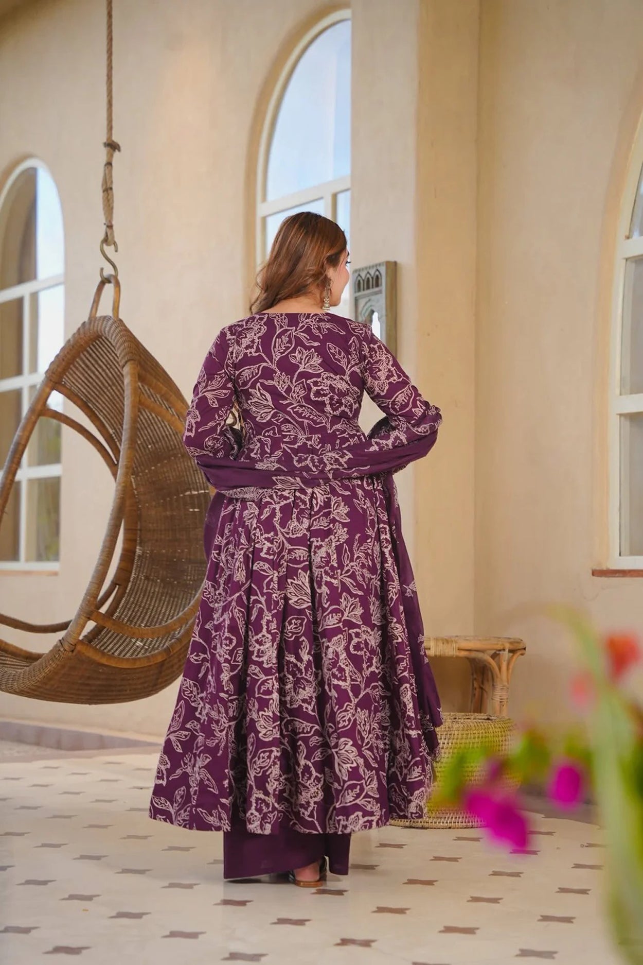 Aayaa Multi Cotton Silk Designer Full Flaired Printed Kurta Set with Dupatta