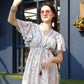 Off white Rayon Foil Printed Long Dress - Michan | Swadesiicart