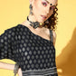 Ahalyaa Women Navy Blue Colour Rayon Silver Foil Printed Top Palazzo Set | Swadesiicart