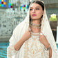 Jyoti Fashion Women's White Faux Georgette Heavy Embroidery and Moti Work Kurta Set | Swadesiicart