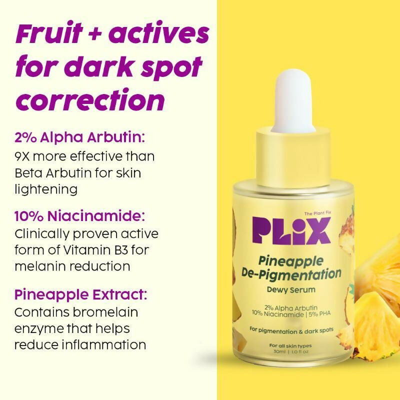 PLIX The Plant Fix Pineapple Depigmentation Regime With Face Wash, Toner, Serum & Moisturizer | Swadesiicart