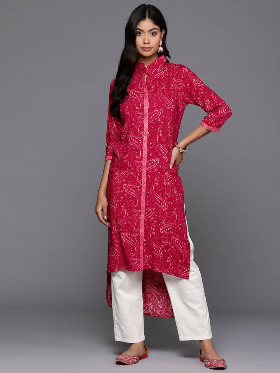 Ahalyaa Women's Traditional wear Kurta - Red | Swadesiicart