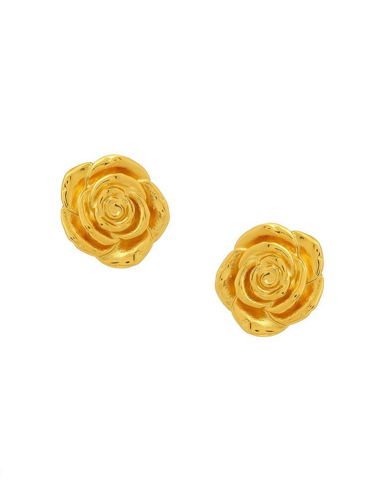 Golden Rose Earrings - Ruby Raang | Swadesiicart