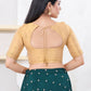 Joban Fashion Gold Shimmer Elbow Sleeveless Front Open Blouse - Swadesiicart