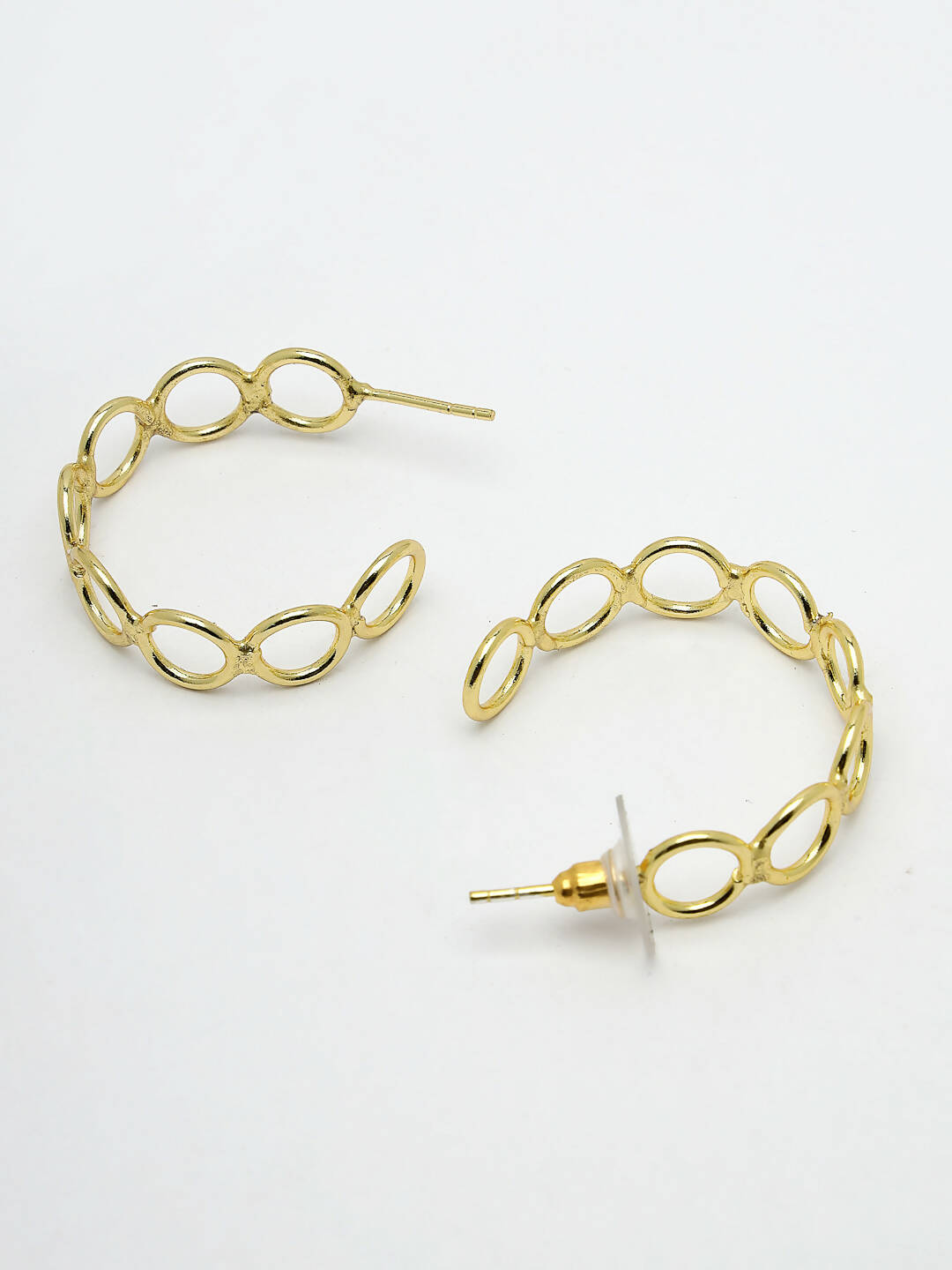 NVR Women Gold-Polished Contemporary Half Hoop Earrings - Swadesiicart