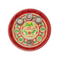 Tied Ribbons Red Printed Pooja Thali With Attached Incense Diya Tilak Holder | Swadesiicart