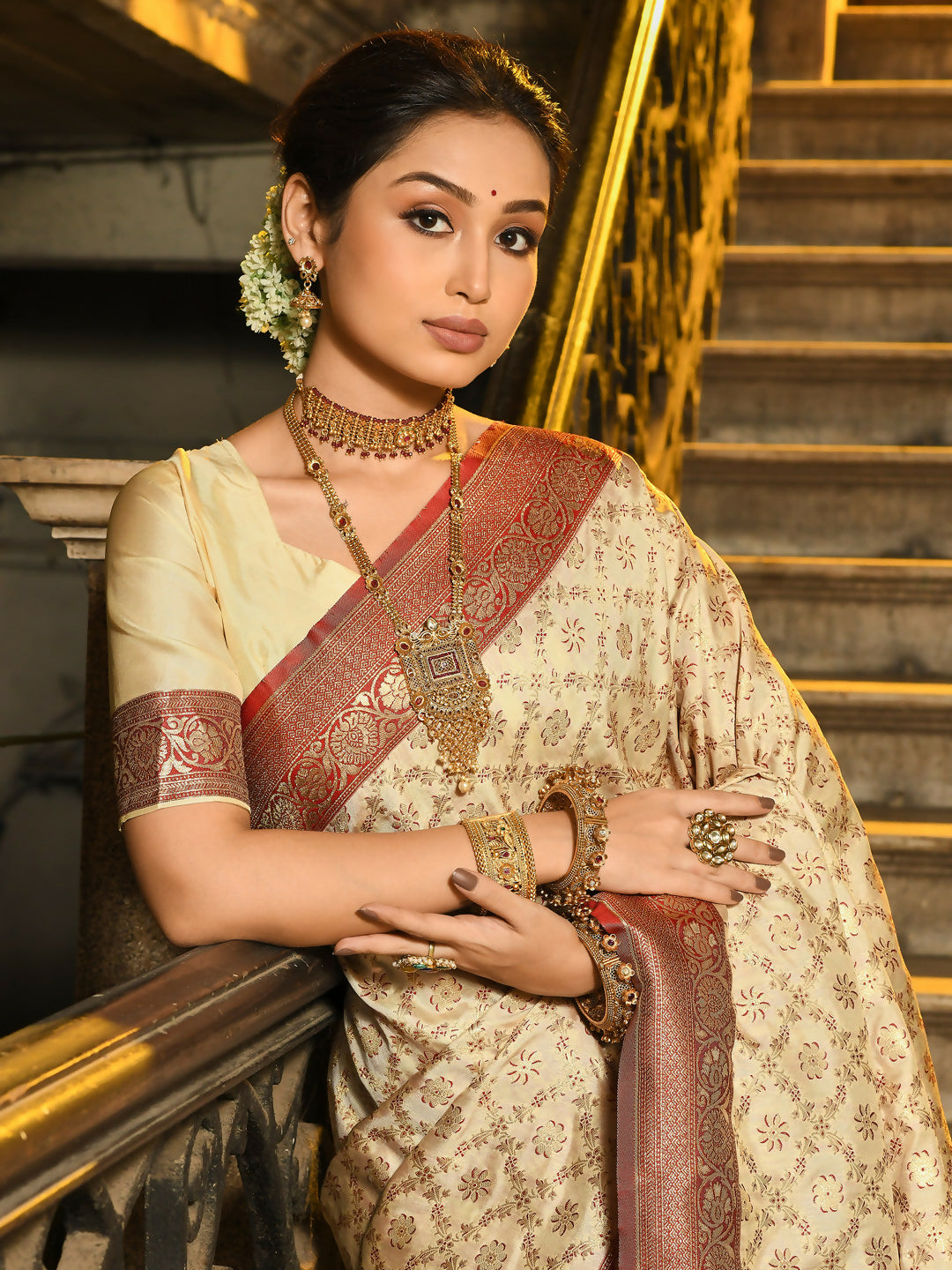 Astita Rajvastra Maroon Banarasi Silk Saree | Swadesiicart