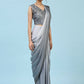 Grey Ombre Satin Georgette Plain Ready to wear Saree with stitched Blouse - Vrinda | Swadesiicart