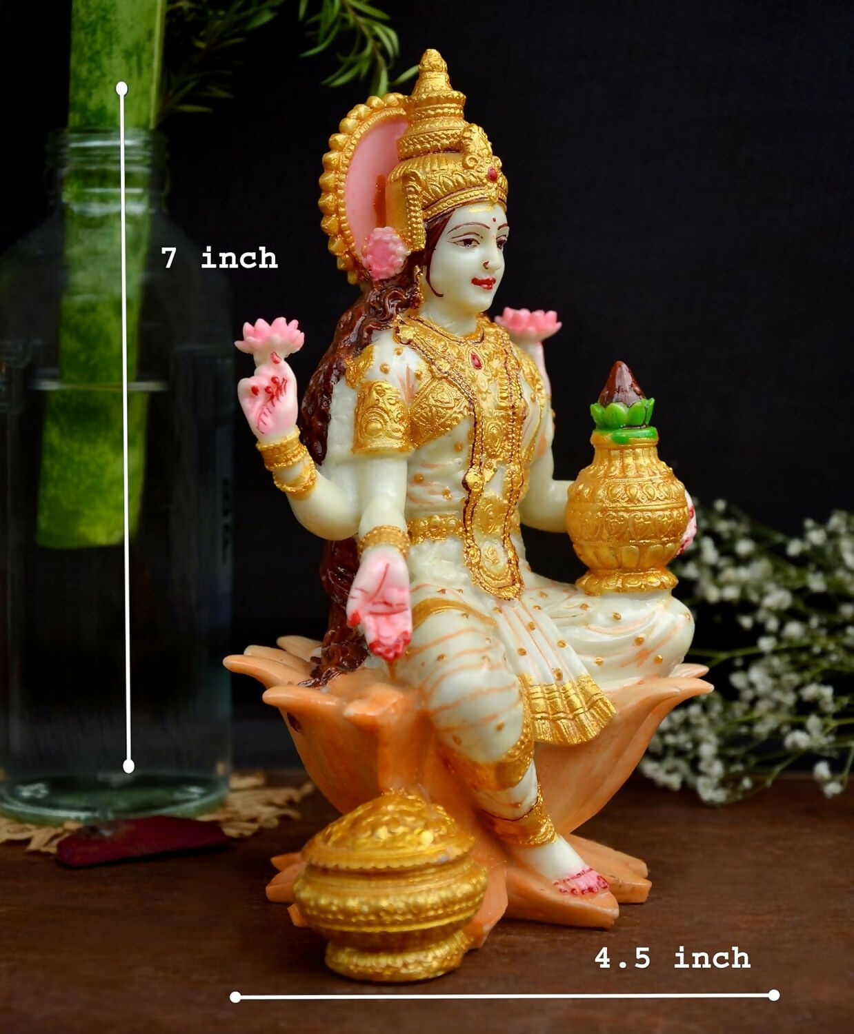 Shri balaji craft Marble Lakshmi Ji Sculpture for Pooja Room - Swadesiicart