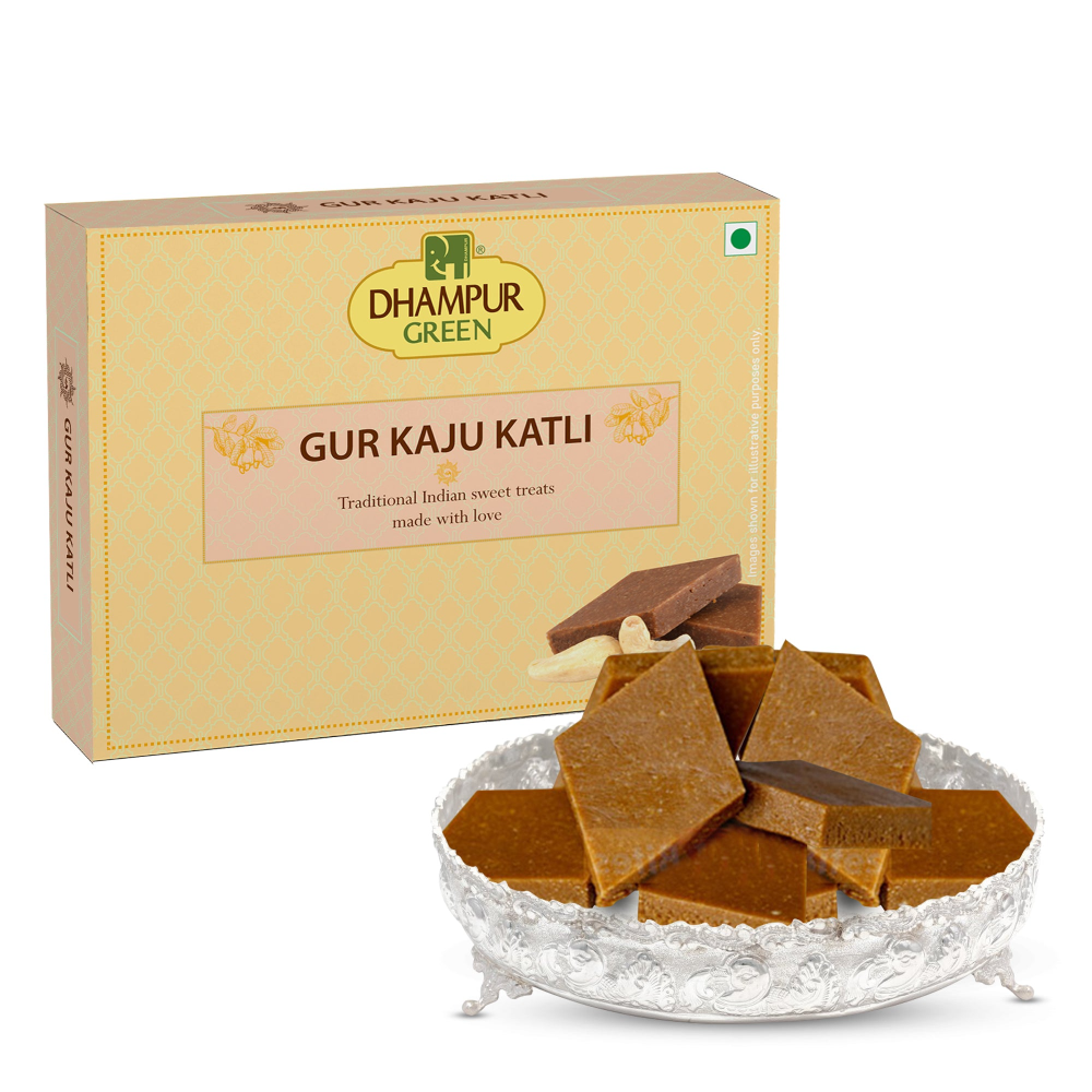 Dhampur Green Gur Kaju Katli | Swadesiicart