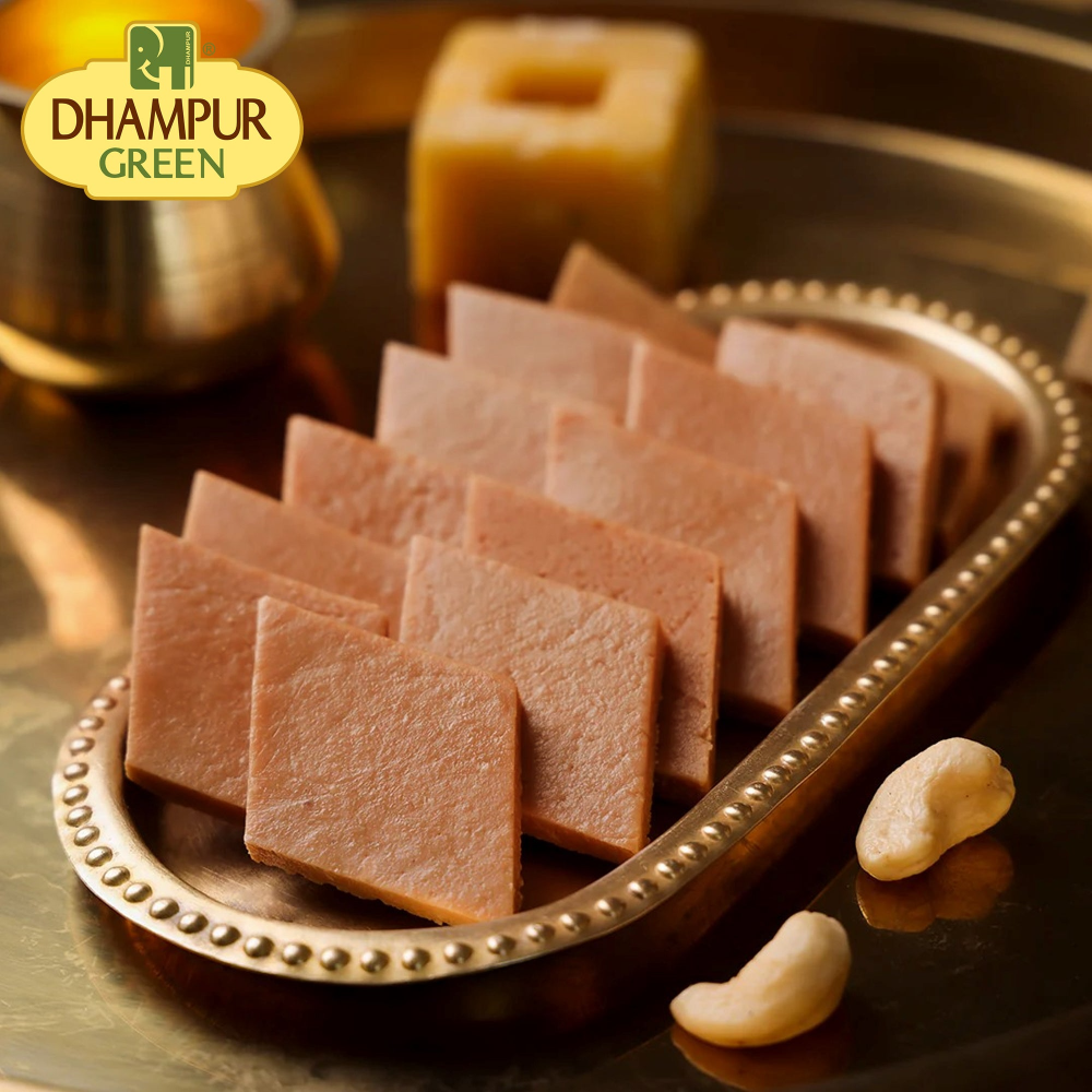 Dhampur Green Gur Kaju Katli | Swadesiicart