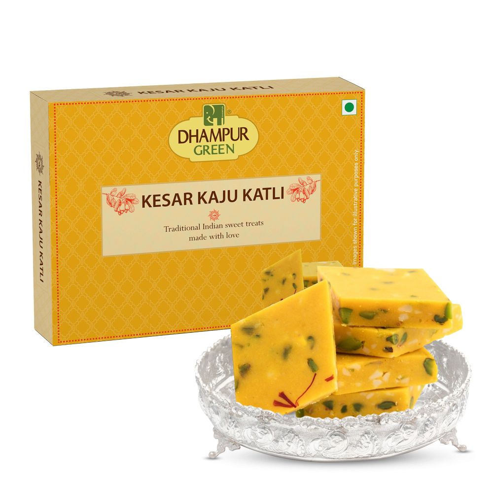 Dhampur Green Kesar Kaju katli | Swadesiicart