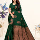 Vedant Vastram Litchi Silk Designer Banarasi Saree - Bottle Green | Swadesiicart