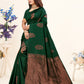 Vedant Vastram Litchi Silk Designer Banarasi Saree - Bottle Green | Swadesiicart