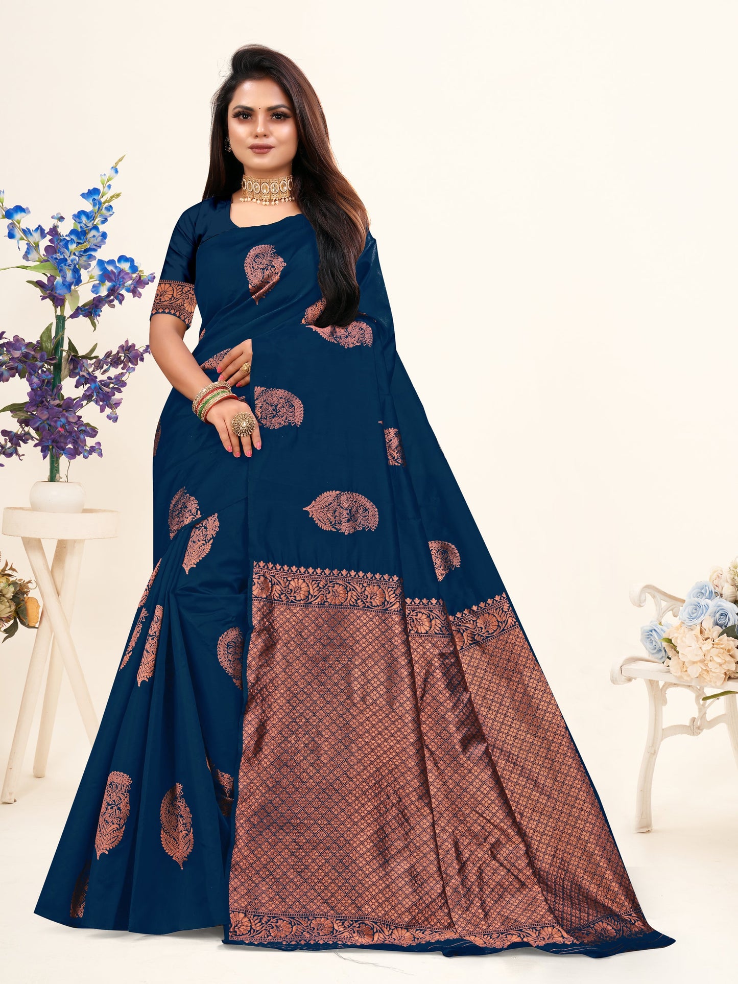 Vedant Vastram Litchi Silk Designer Banarasi Saree - Morpich Morpich | Swadesiicart