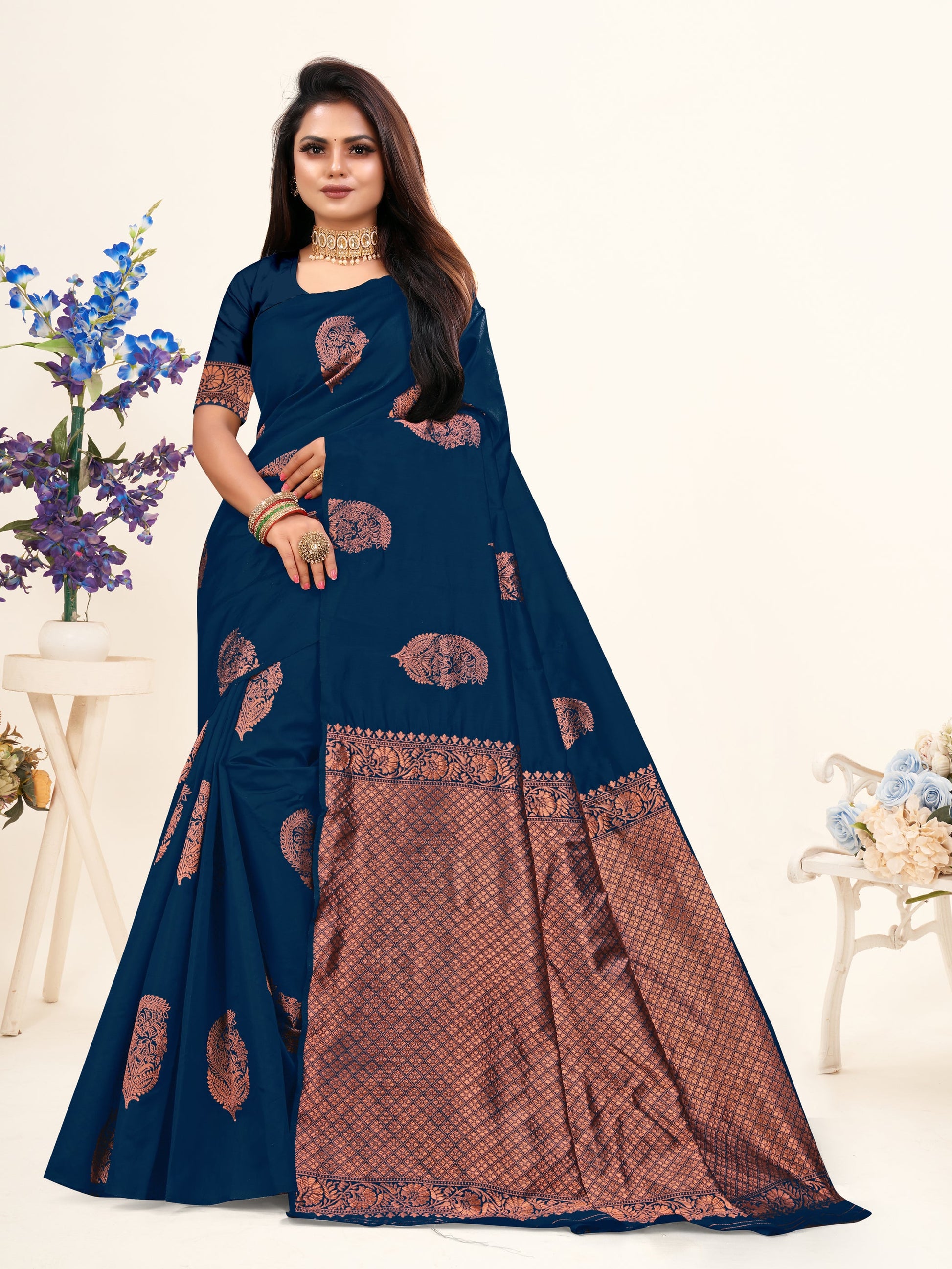 Vedant Vastram Litchi Silk Designer Banarasi Saree - Morpich Morpich | Swadesiicart