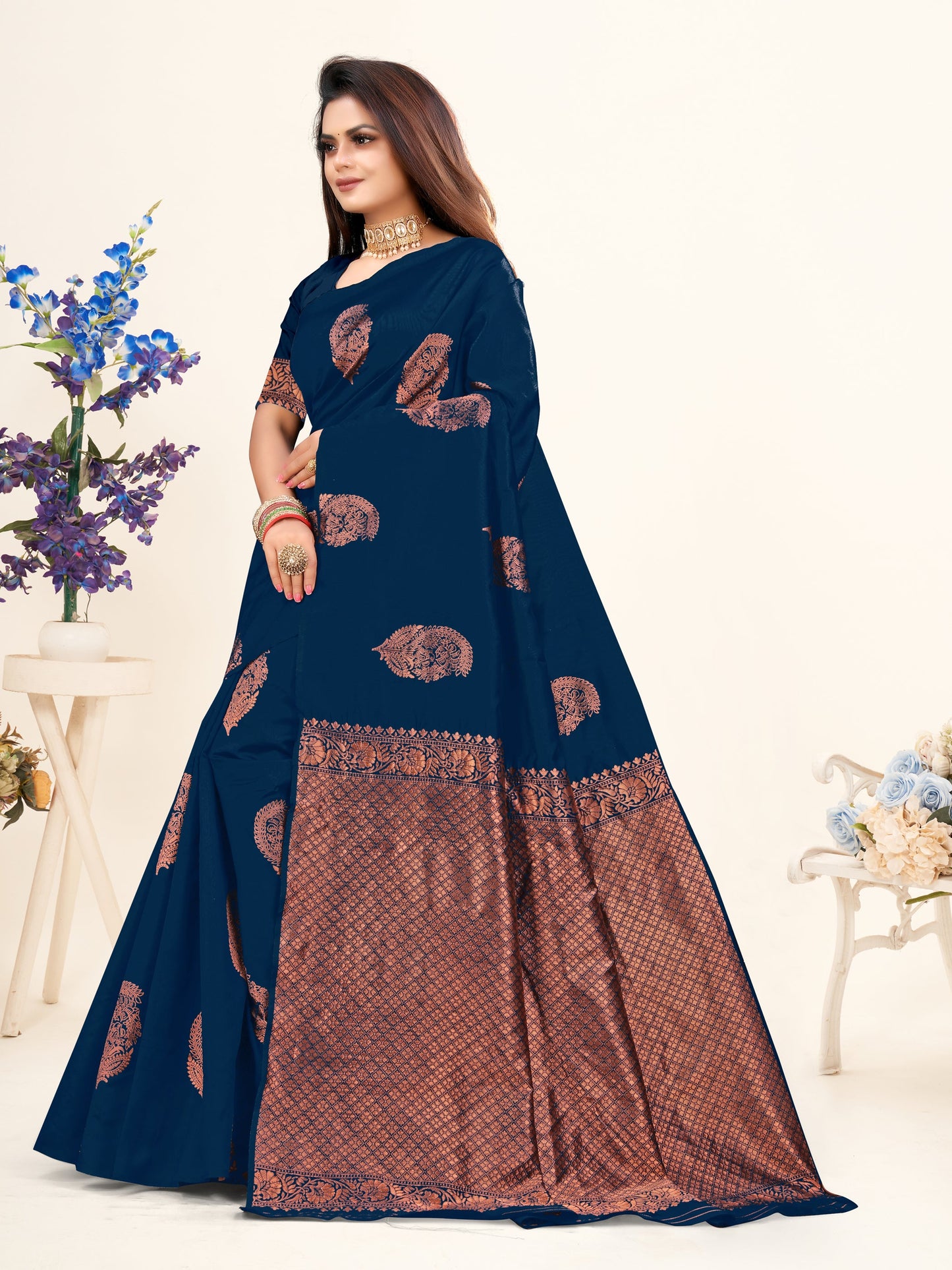 Vedant Vastram Litchi Silk Designer Banarasi Saree - Morpich Morpich | Swadesiicart