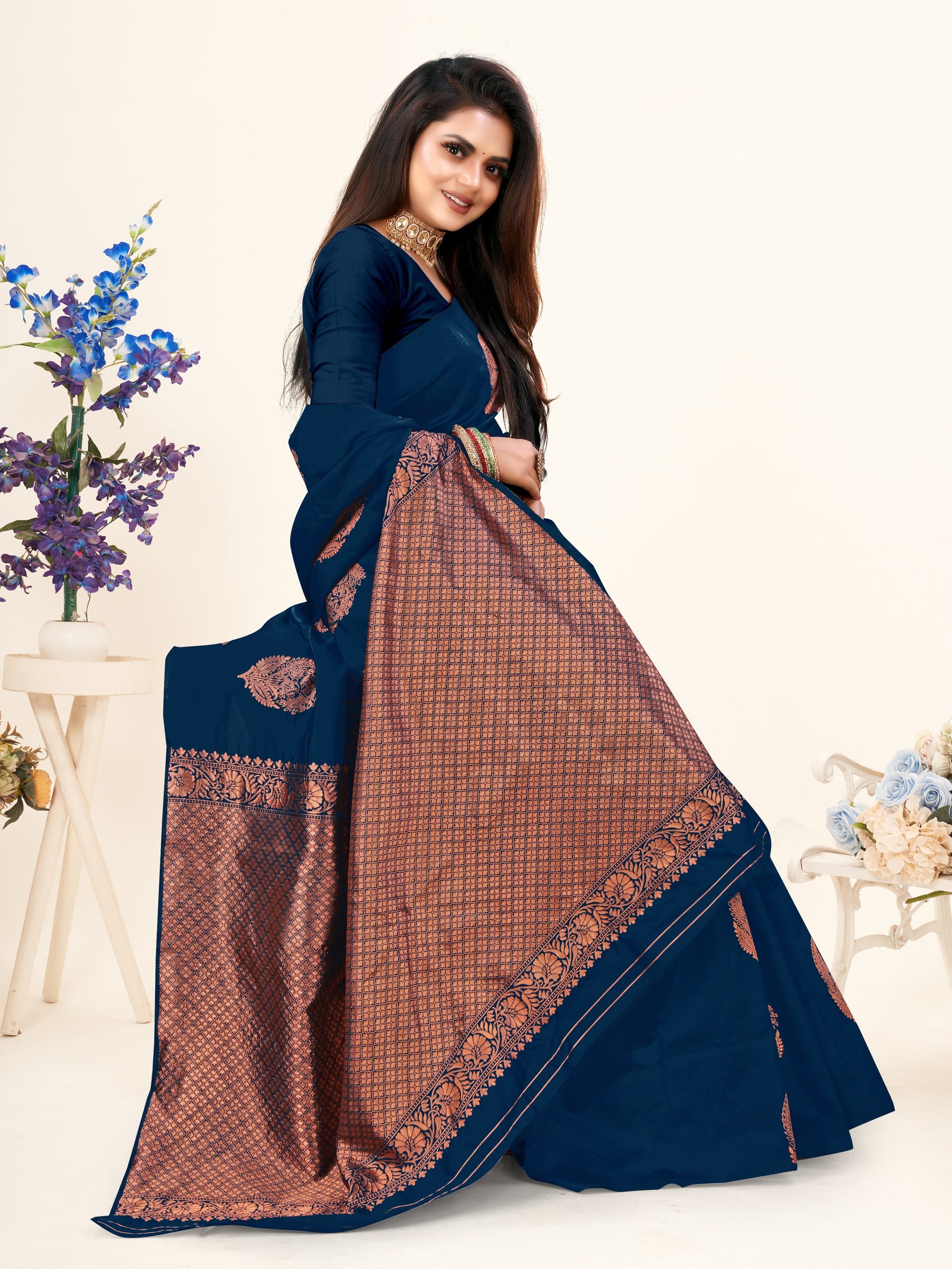 Vedant Vastram Litchi Silk Designer Banarasi Saree - Morpich Morpich | Swadesiicart