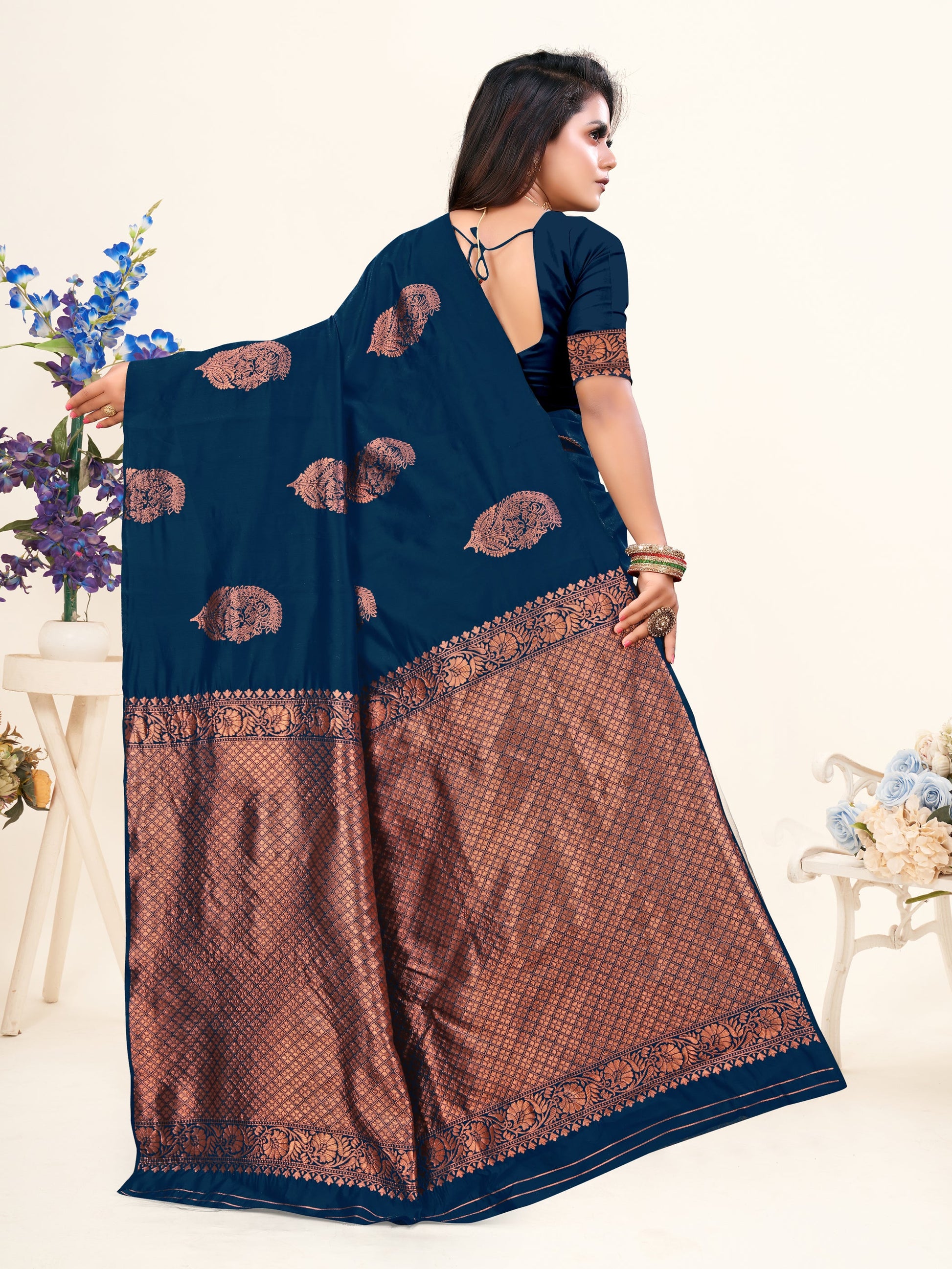 Vedant Vastram Litchi Silk Designer Banarasi Saree - Morpich Morpich | Swadesiicart