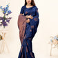 Vedant Vastram Litchi Silk Designer Banarasi Saree - Navy | Swadesiicart
