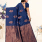 Vedant Vastram Litchi Silk Designer Banarasi Saree - Navy | Swadesiicart