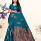 Vedant Vastram Litchi Silk Designer Banarasi Saree - Rama | Swadesiicart