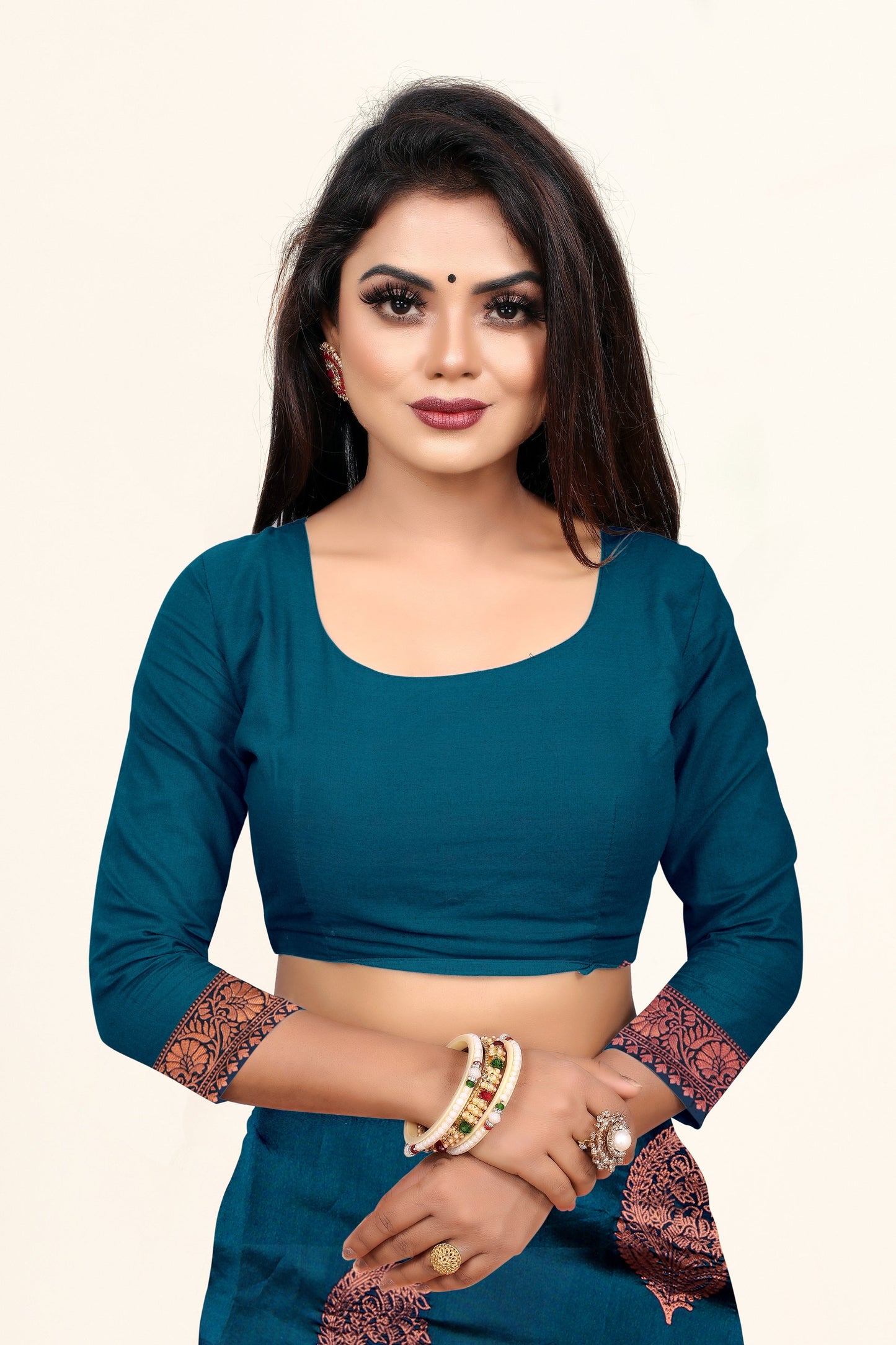 Vedant Vastram Litchi Silk Designer Banarasi Saree - Rama | Swadesiicart