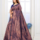 Vedant Vastram Litchi Silk Designer Banarasi Saree - Navy | Swadesiicart