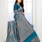 Vedant Vastram Litchi Silk Designer Banarasi Saree - Rama | Swadesiicart