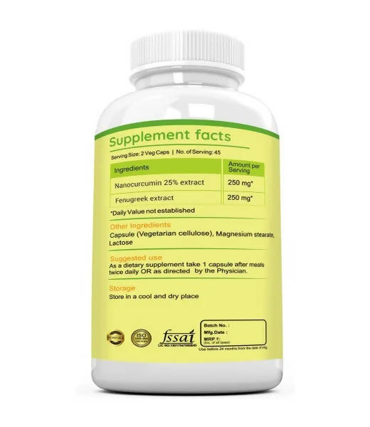 Ramini Bio Nutrition Nano Curcumin with Fenugreek Veg Capsules - Swadesiicart